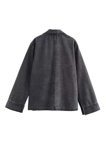 2024 Höst Jeans Set Dam Turn-down Krage Casual Topp Mode Hög Midja Streetwear Dam Denim Byxa Tvådelat Set 12 best sales Zara 2-delat set - №1