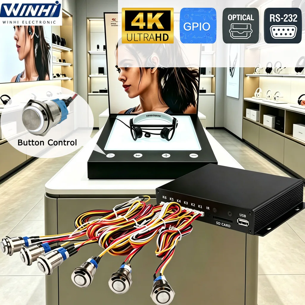 MPC1005 RS232 Control 4K HD-MI Out Push Button Digital Signage Smart TV HDD Player Box
