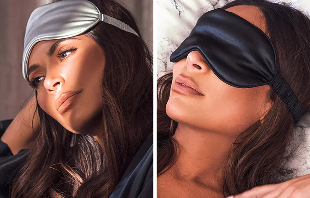 Schlafmaske aus 100 % Maulbeerseide für Männer und Frauen, Augenabdeckung, große Augenbinde für Total Blackout, Größe 20 x 8,5 cm – Detail 4