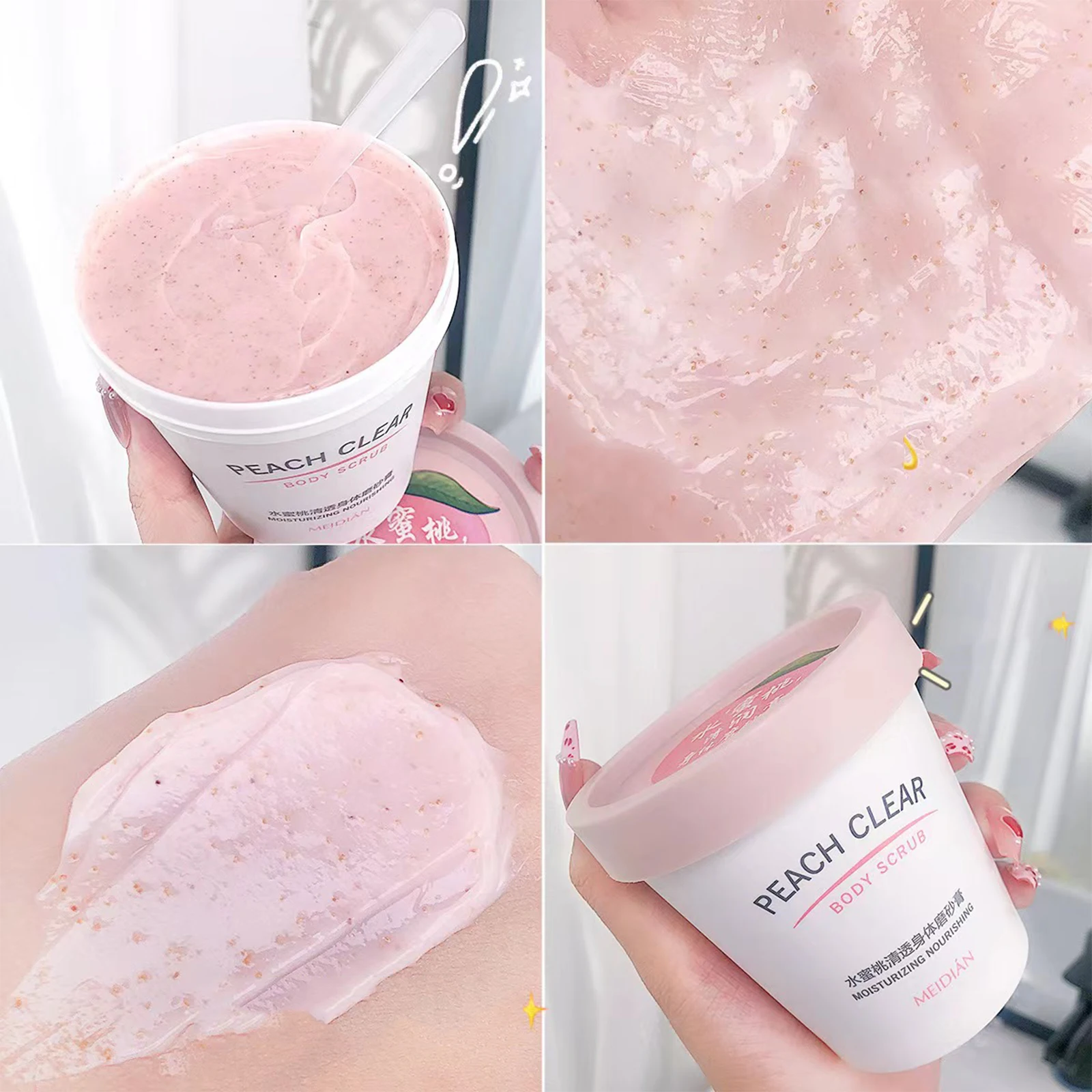 

Peach Body Scrub Body Face Deep Cleaning Whitening Repair Pores Moisturizing Body Brightening Honey Exfoliating Scrub Cream