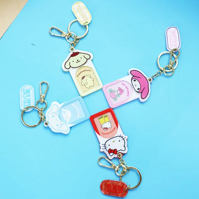 

Sanrio series photo frame keychain cute school bag pendant cartoon hello kitty cinnamoroll my melody pompompurin