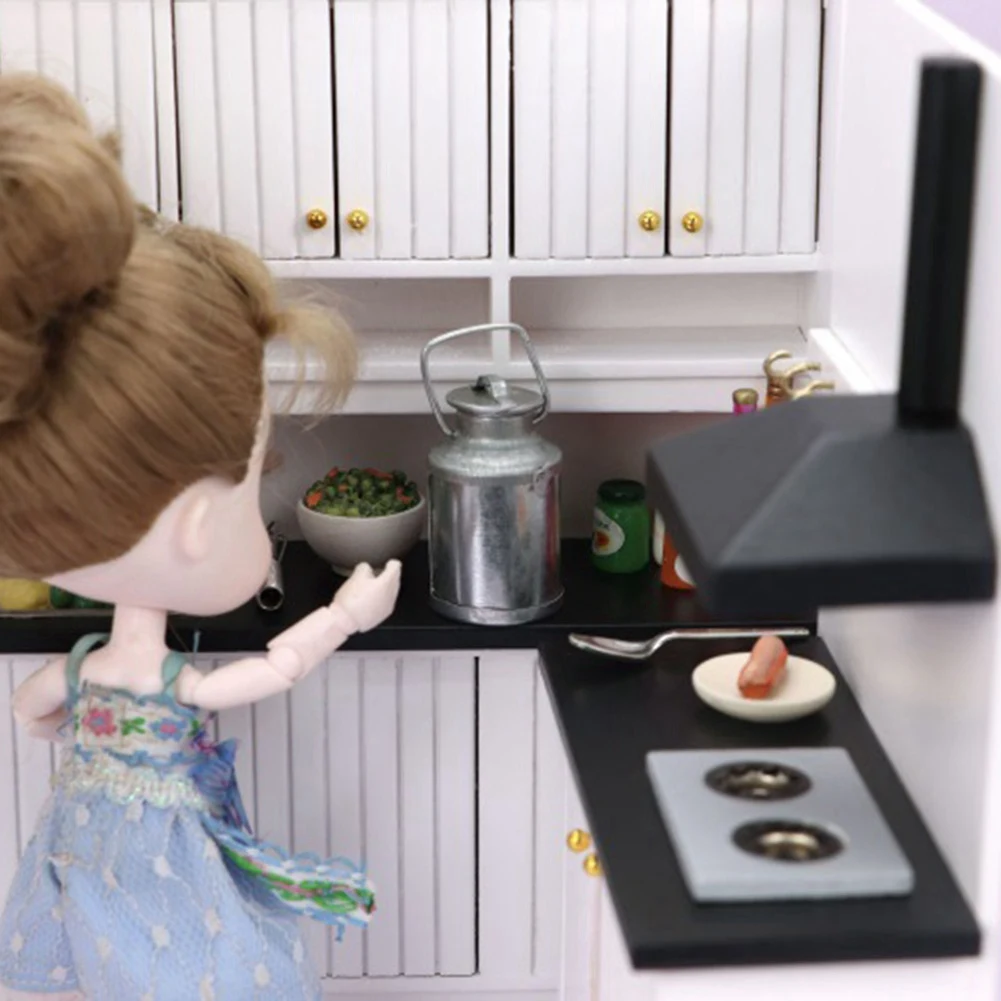 Mini boîte à lait en métal simulée, pratique, bouilloire, Pot 1:12, maison de poupée, accessoires miniatures