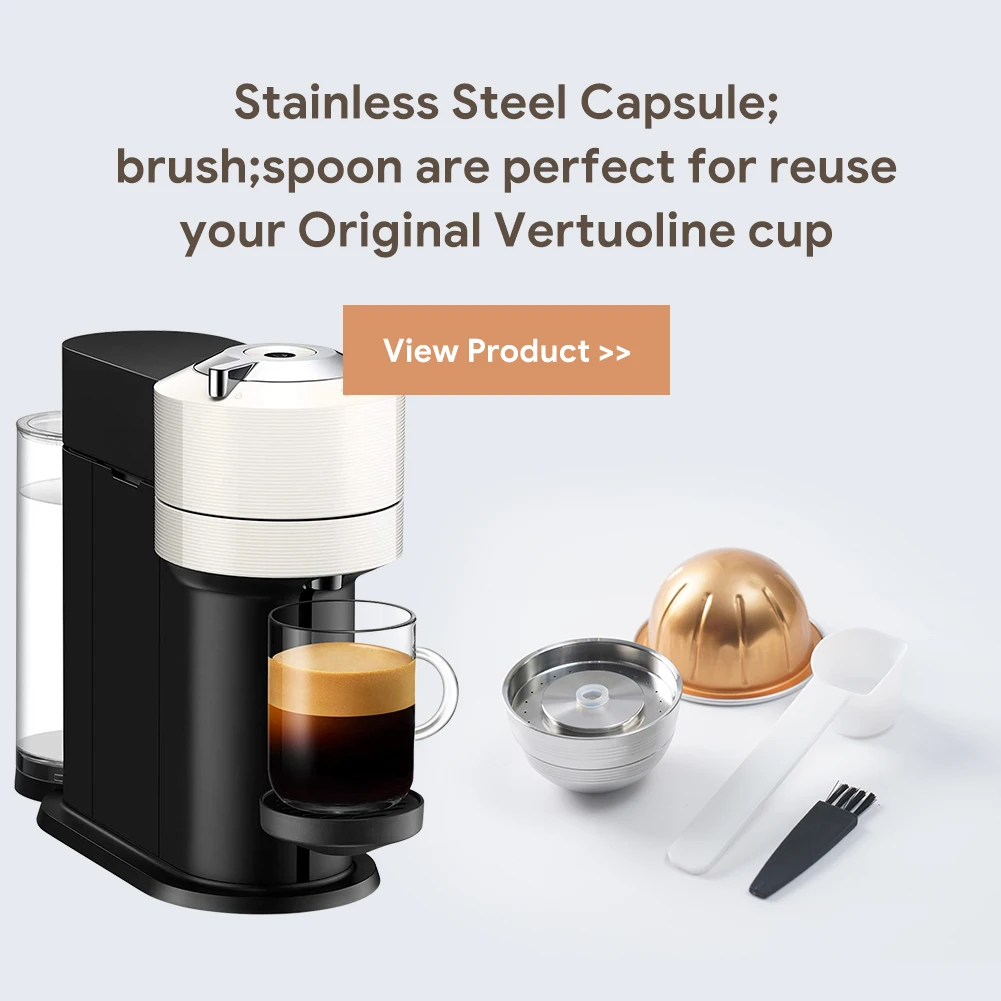 iCafilas For Nespresso Vertuo Next Refillable Coffee Capsule Coffee Fliter Pod  Eco-Friendly Stainless Steel Reusable Capsule