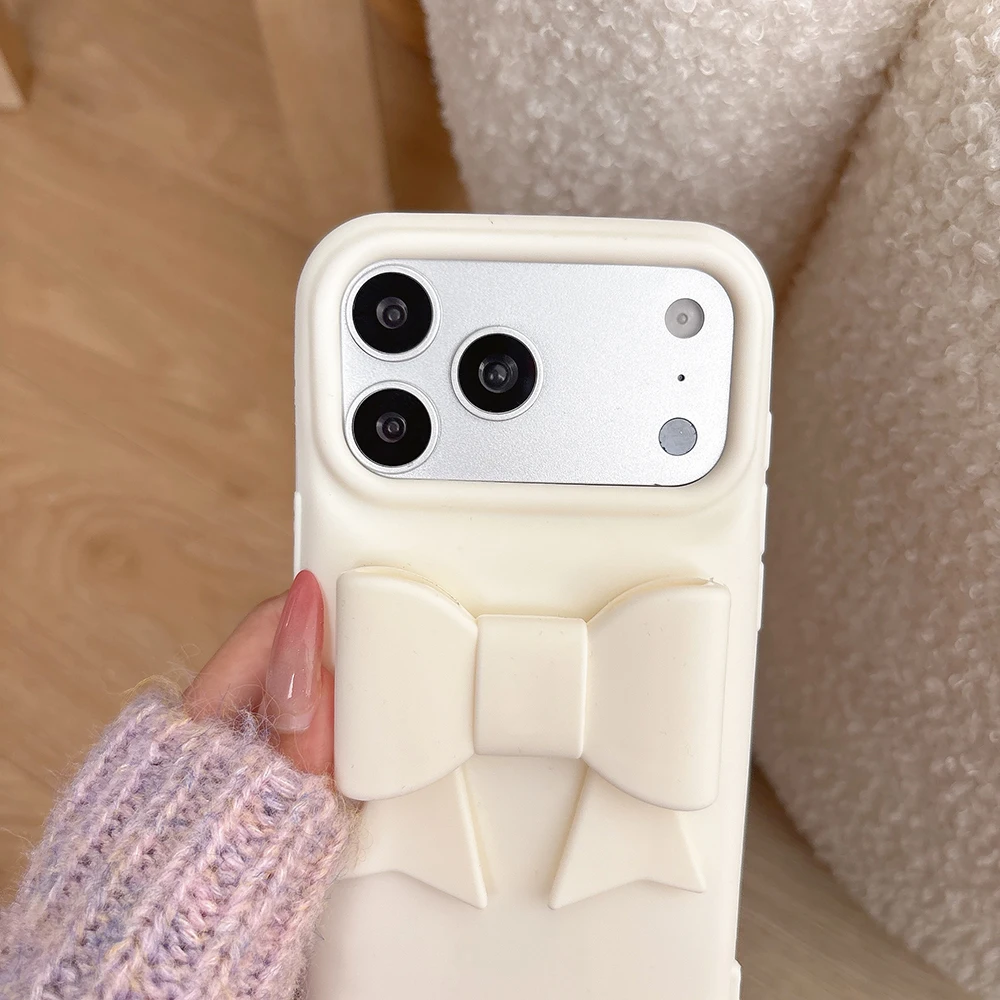 Niedliche 3D-Schleifen-Handyhülle für iPhone 17 16 15 14 13 12 Pro Max – Süße, stoßfeste Silikon-Rückabdeckung – Detail 5