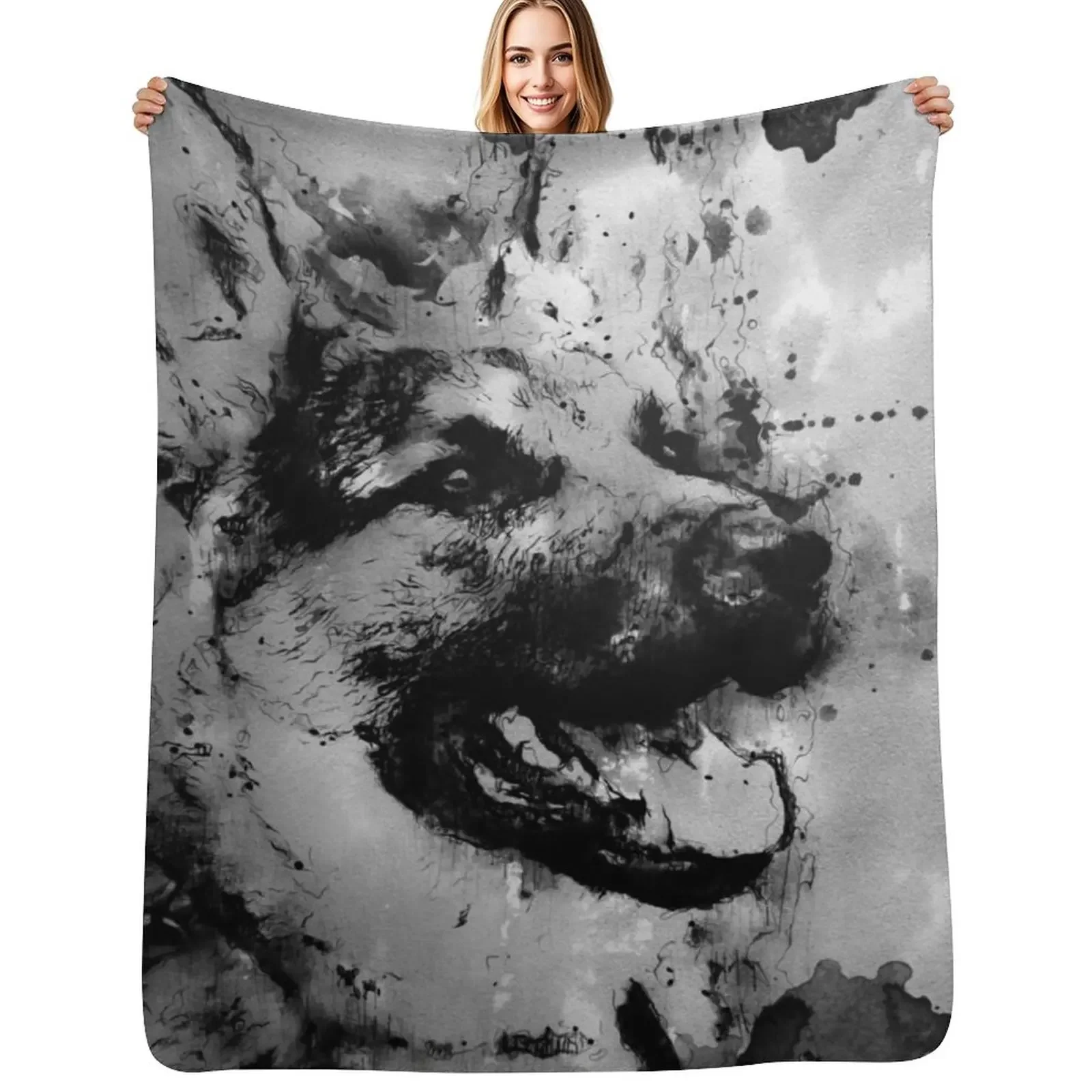 

German Shepard dog Old Japanese ink painting portrait Throw Blanket Plaid wednesday Cute Plaid Blanket