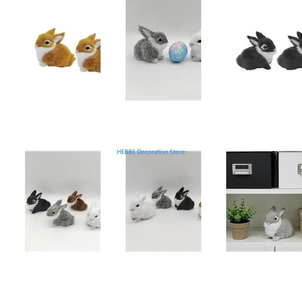 B0KC Easters Rabbit Figurine Realistic Rabbit Stuffe Farm Animal Statue Spring Basket