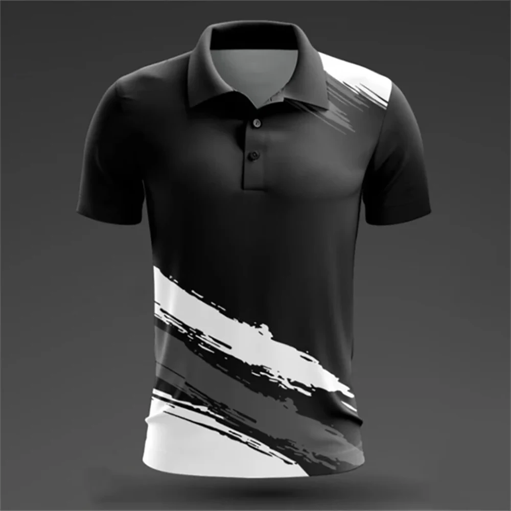 

Leisure Fashion Male Turn-down Collar Buttoned Polo Shirt Tops Summer New models Comfortable Breathable Oversized Men's Clothing