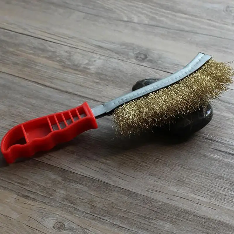 Cepillos de alambre de acero inoxidable con mango, cepillo de limpieza de óxido, herramientas de limpieza y pulido, cepillo de desoxidación de cobre, alambre de acero