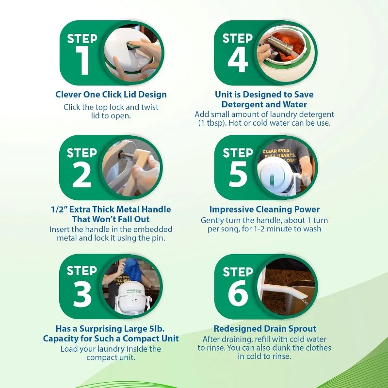 WonderWash Portable Mini Washing Machine for Apartment & Tiny Spaces - Manual Hand Clothes Washer with Retro Design