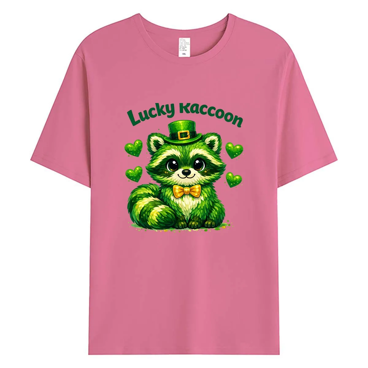

Lucky Raccoon St Patricks Day Women T-Shirt Cute Green Animal Shamrock Graphic Tee Irish Summer Cotton Tops Casual
