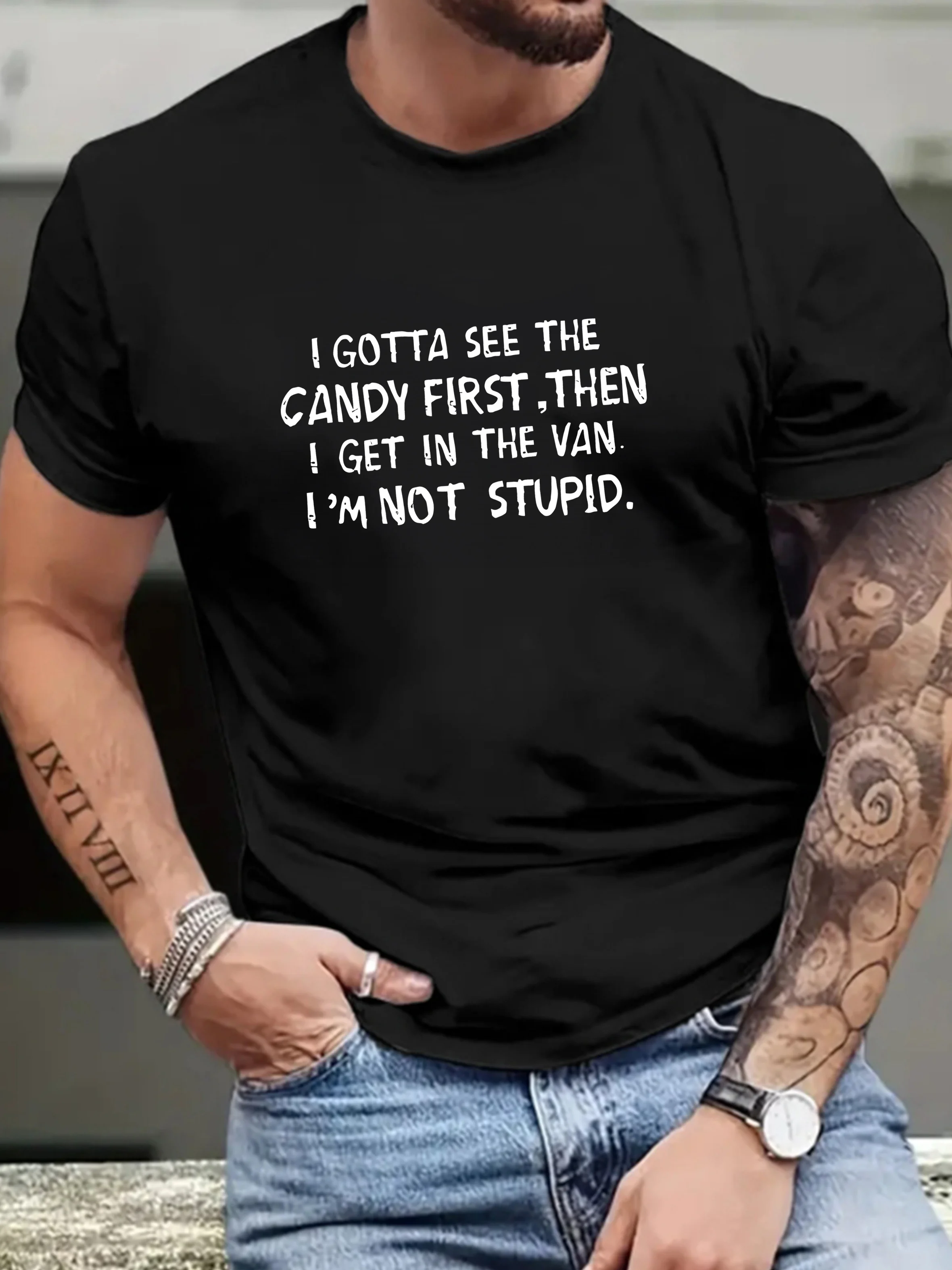 Camiseta gráfica humorística de talla grande: suave, cómoda, manga corta, cuello redondo, ajuste relajado, camiseta informal grande y alta para hombre con divertido