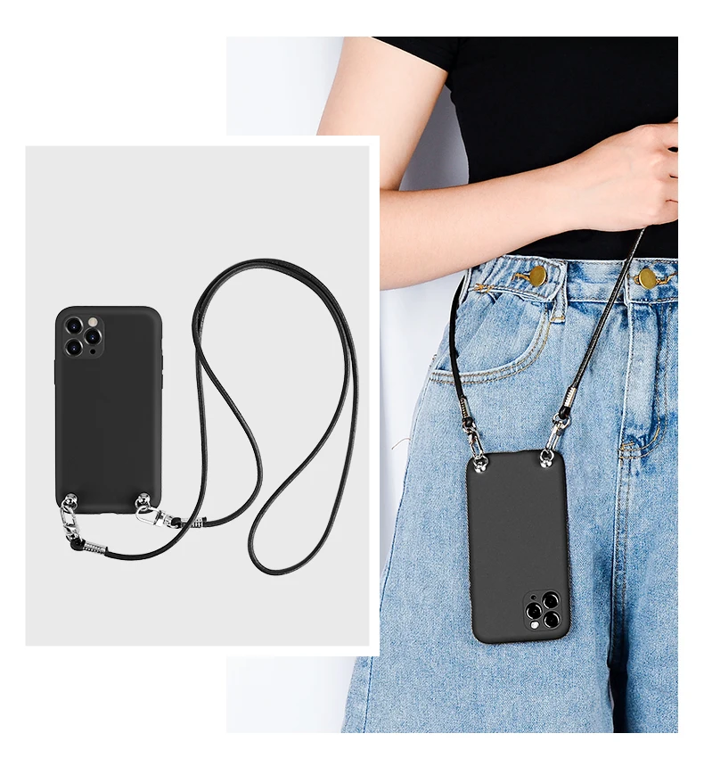 

Crossbody Lanyard Necklace Strap Phone case with Rope for iPhone 11 12 13 14 Pro Max XR X XS 7 8 plus 15 Cover with Chain