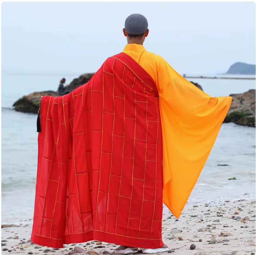 رداء مولان الأجداد الملون، رداء الراهب، حرفة يدوية الصنع، رداء رجالي أحمر، رداء راهب دوريس، رداء بوذا الخشبي