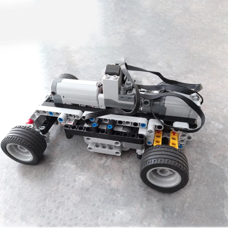 Bloques de chasis de vehículo eléctrico con control remoto, tracción en dos ruedas, piezas, función de potencia correspondiente, ladrillos PF, rompecabezas DIY, juguetes de regalo