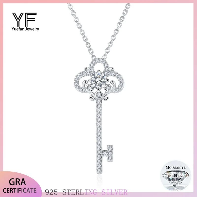 

Silver 925 Moissanite Necklaces Love key Pendants Necklace Woman Hip Hop Jewelry Personalized customization Valentine's Day Gift