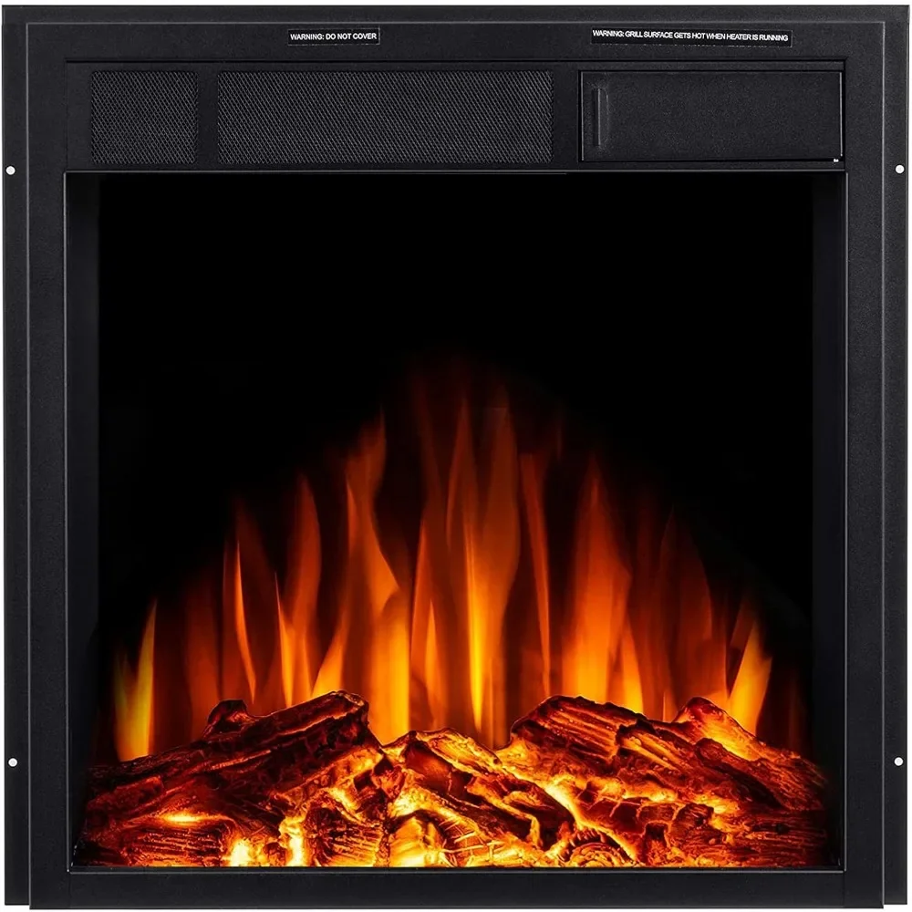 

Electric 22'' Fireplace Wooden Surround Firebox Free Standing, Adjustable Led Flame, Remote Control 750-1500W(22''X23'')