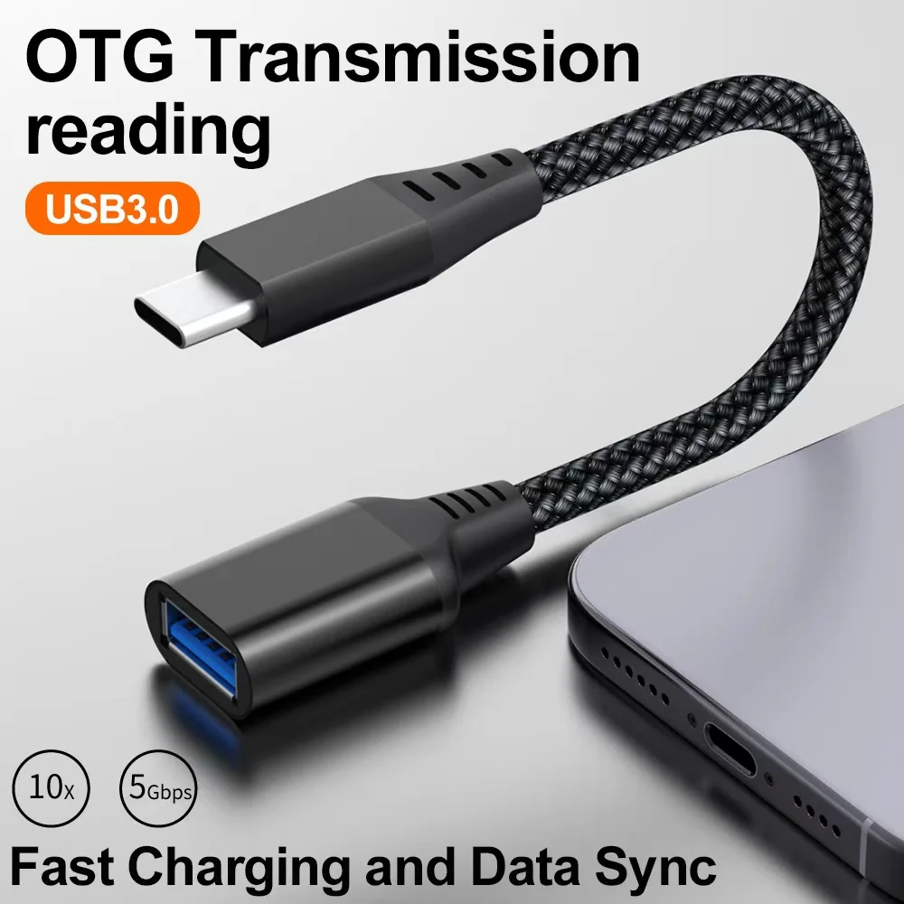 0.2M Type‑C OTG Cable Type C Male to USB A Female Adapter Data Cord For U Disk Mouse Keyboard Hard Drive Samsung Xiaomi MacBook