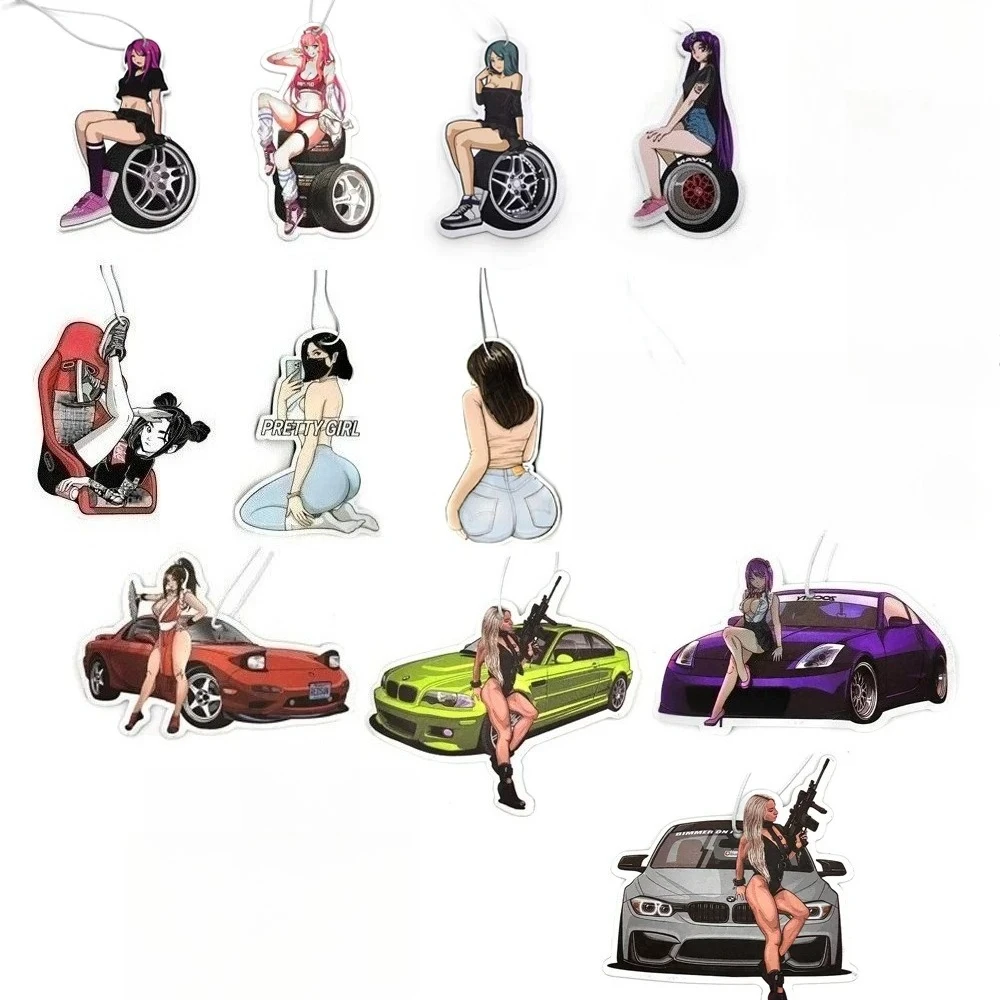 

JDM Car Air Freshener Girl Perfume Rearview Mirror Pendant Ornament Hanging Anime For Honda Toyota Bmw Mercedes Accessories
