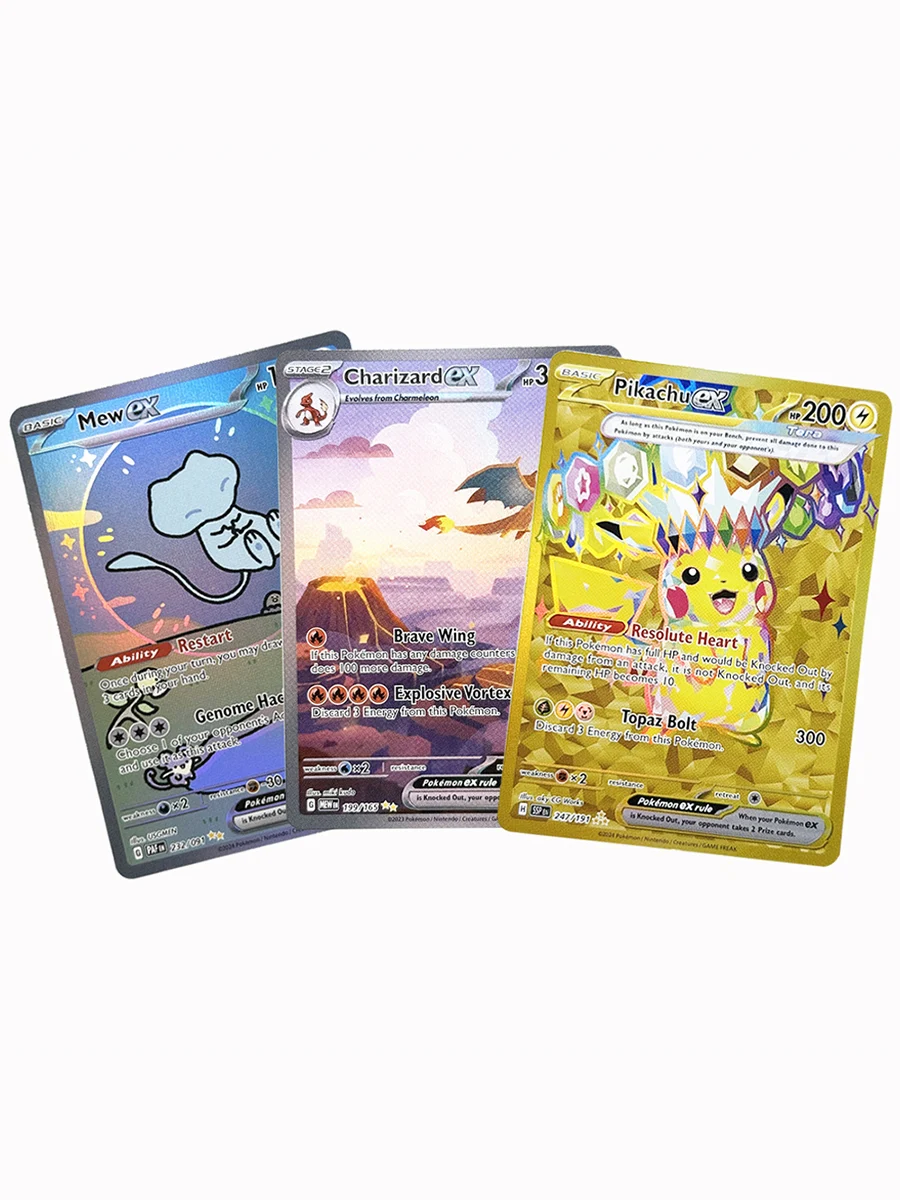 Folie PKM Einzelkarten Pikachu Charizard EX Bubble Mew Game Seltene Sammelkarten PTCG Rainbow Proxy Cards