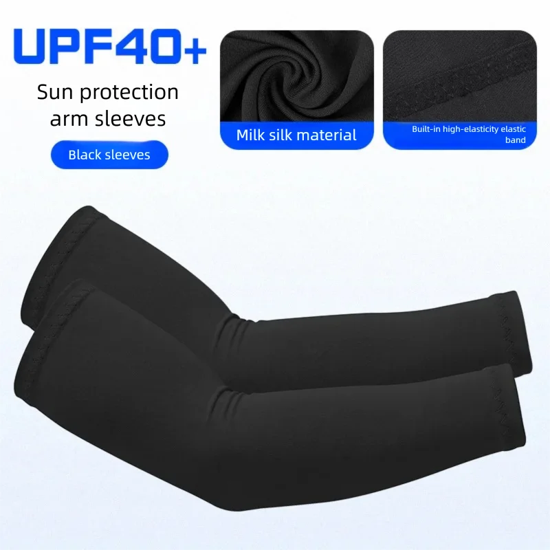 4 Pairs Ice Silk Arm Sleeves UV Protection Breathable Quick Dry Straight Cooling Sun Sleeves Cycling Driving Outdoor Sports
