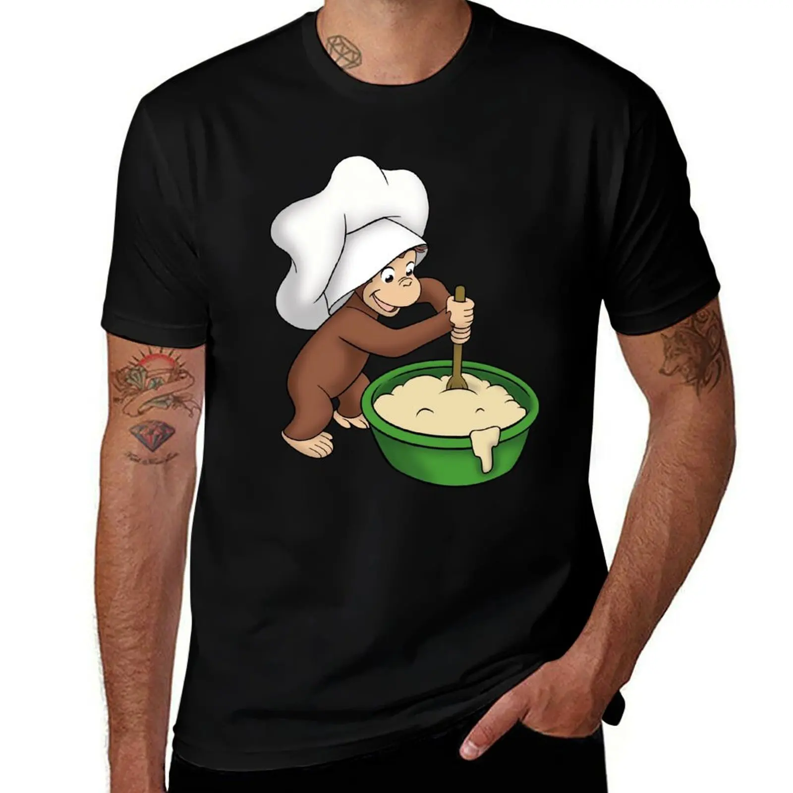 Curious George baking a cake T-Shirt Independence Day Short Sleeve T-Shirt