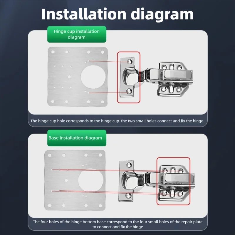 Cabinet Hinge Repair Plate Kit Kitchen Cupboard Door Hinge Mounting Plate With Holes Flat Fixing Brace Brackets Household Tools