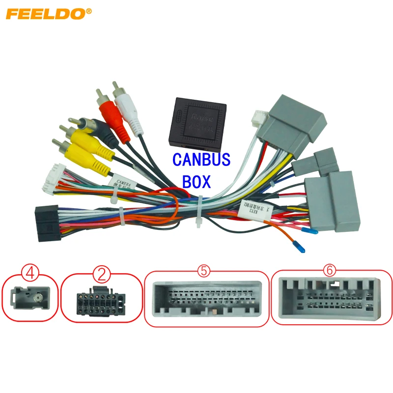 

FEELDO Car Audio Wiring Harness with Canbus Box For Honda Odyssey/CRV Aftermarket 16pin Stereo Installation Wire Adapter #HQ7315