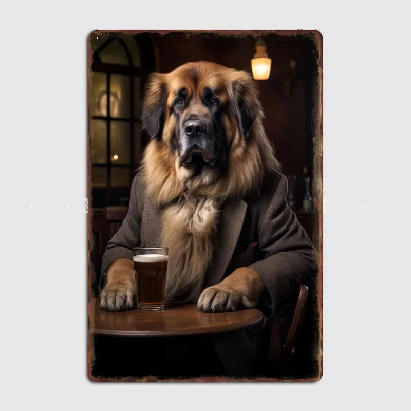 Dogs In The Pub Leonberger dog in the Metal Sign Poster Garage Bar Room Decor Living Custom Tin Vintage Home wall Decoration