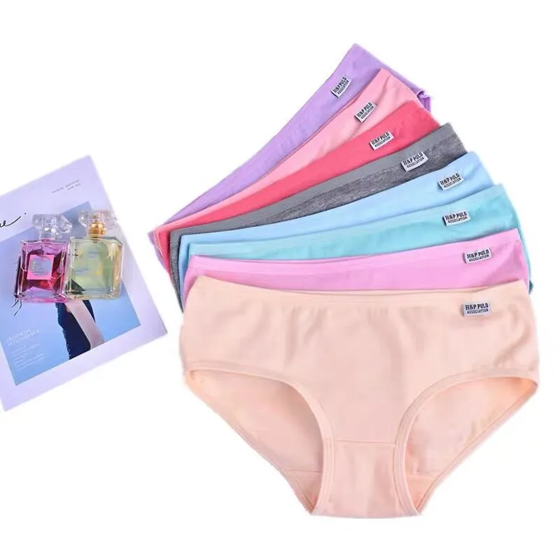 4 Pcs/Lot Floral Children Girl Solid Short Panties Kids Underwear Briefs Soft Cotton Underpants