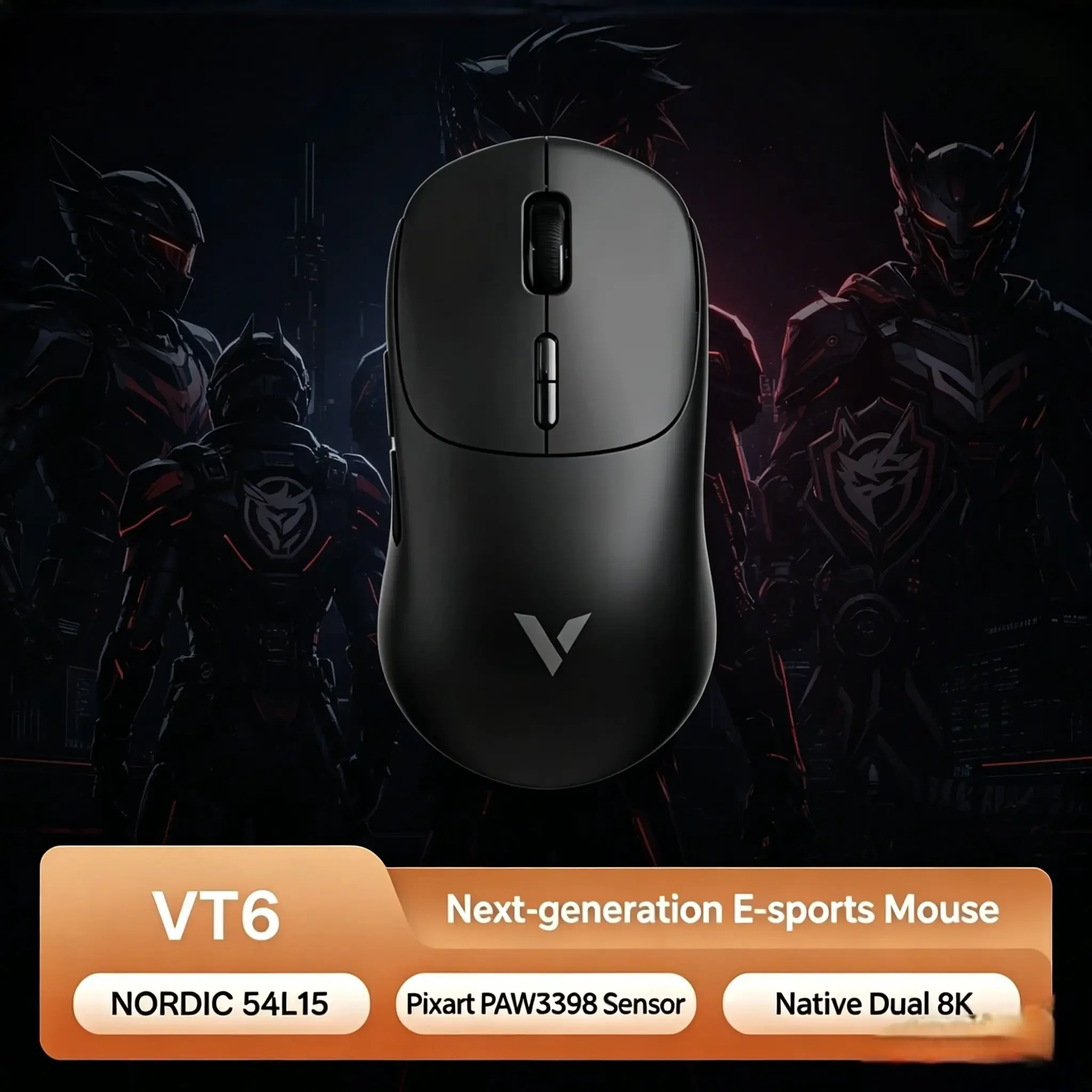 

Rapoo VT6 MAX Wireless E-sports Mouse, 8000Hz Polling Rate, PAW3950 Sensor, Lightweight Gaming Mice for Small & Medium Hands