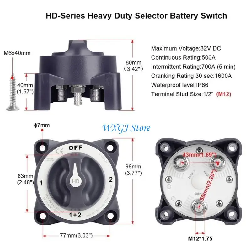 37JE Upgraded Battery Switches Waterproof Power Control Solution Power Management