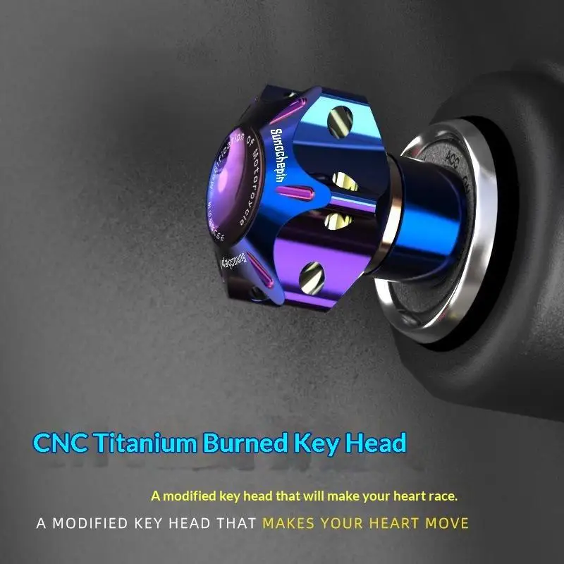 Modified Motorbike Key Cover Universal CNC Burnt Titanium Key Head Anti-scratch for Cafe Racer Modification