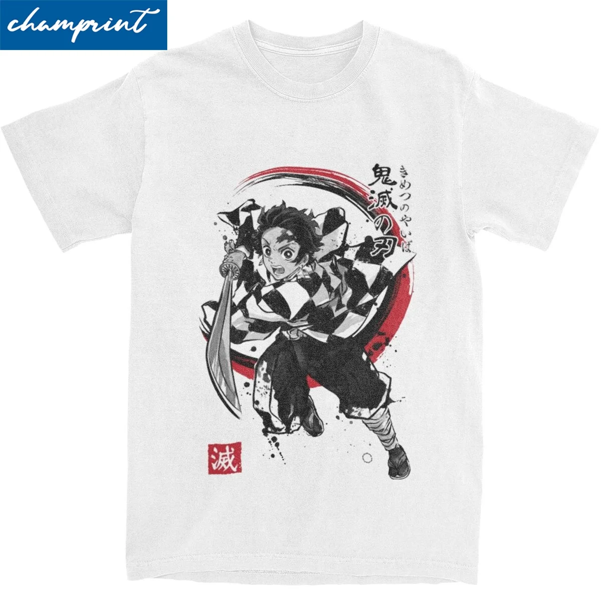 Demon Slayer Sumi-e T Shirt Unisex Cotton Tops Streetwear Crewneck Short Sleeve