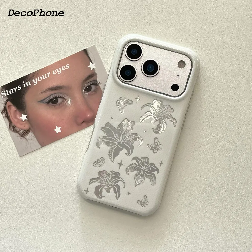 Funda para iPhone 17 Pro Max Air con diseño de lazo láser y flor de lirio, y TPU Bayer importado de Alemania