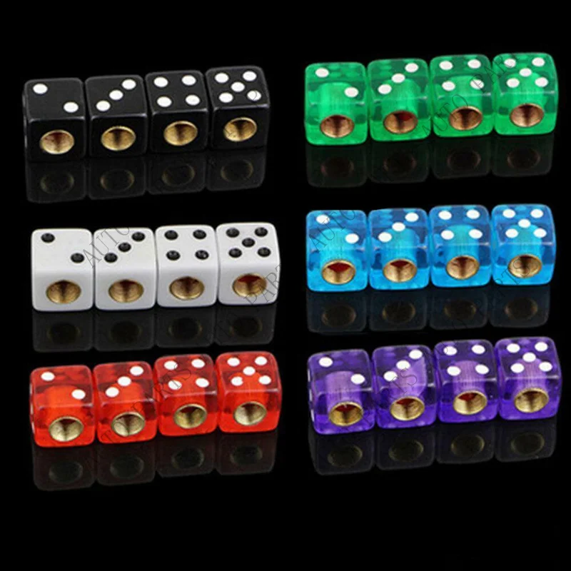 A+ for 4x Dice Wheel Tyre Tire Caps Valve Stems Air Dust Cover Car Truck Bike Accessory view 3
