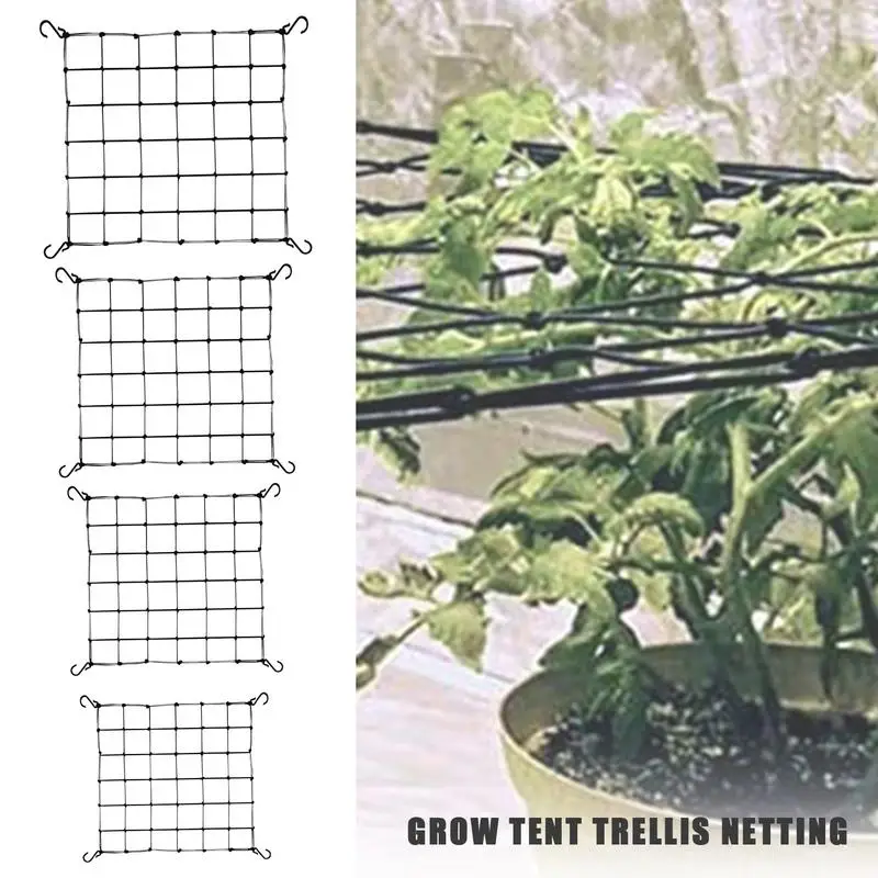 Grow Tent Lattice Netting Trellis Netting Scrog Net With 4 Hooks Gardening Horticulture Heavy-Duty Plant Net For Cucumber Tomato