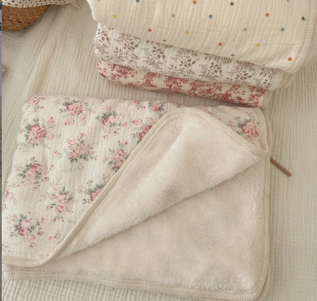 Muslin Baby Blanket Newborn Infant Swaddles Wrap Blankets Winter Fleece Thermal Crib Stroller Sleep Cover Soft Throw Blankets