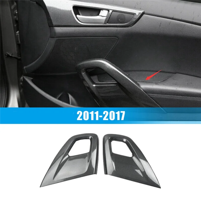 Carbon Fiber Car Interior Door Armrest Pull Handle Protective Cover Trim for Hyundai Veloster 2011-2017