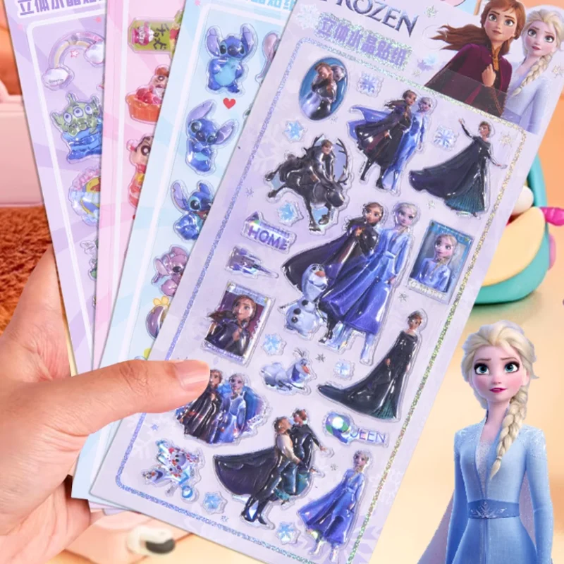 Zimowe Disneya Śliczne Zabawne Naklejki Chłopak Dziewczyna Wypukłe Kryształowe Kreskówkowe Naklejki na Komputer Kreatywność Zimowe Naklejki DIY Dekoracje Nowy Model