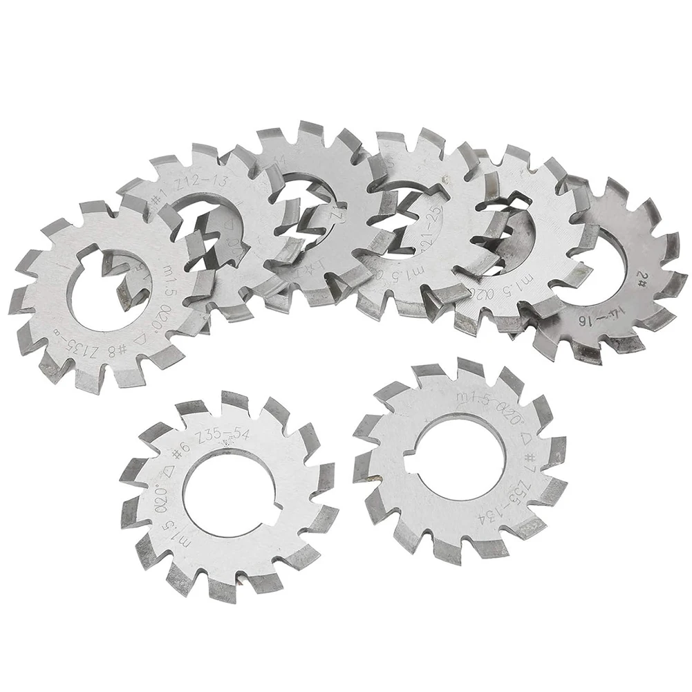 HSS High Performance Involute Gear Cutter Set Eight Essential Tools Built for Accurate Milling Operations at a Bore Size of 22mm