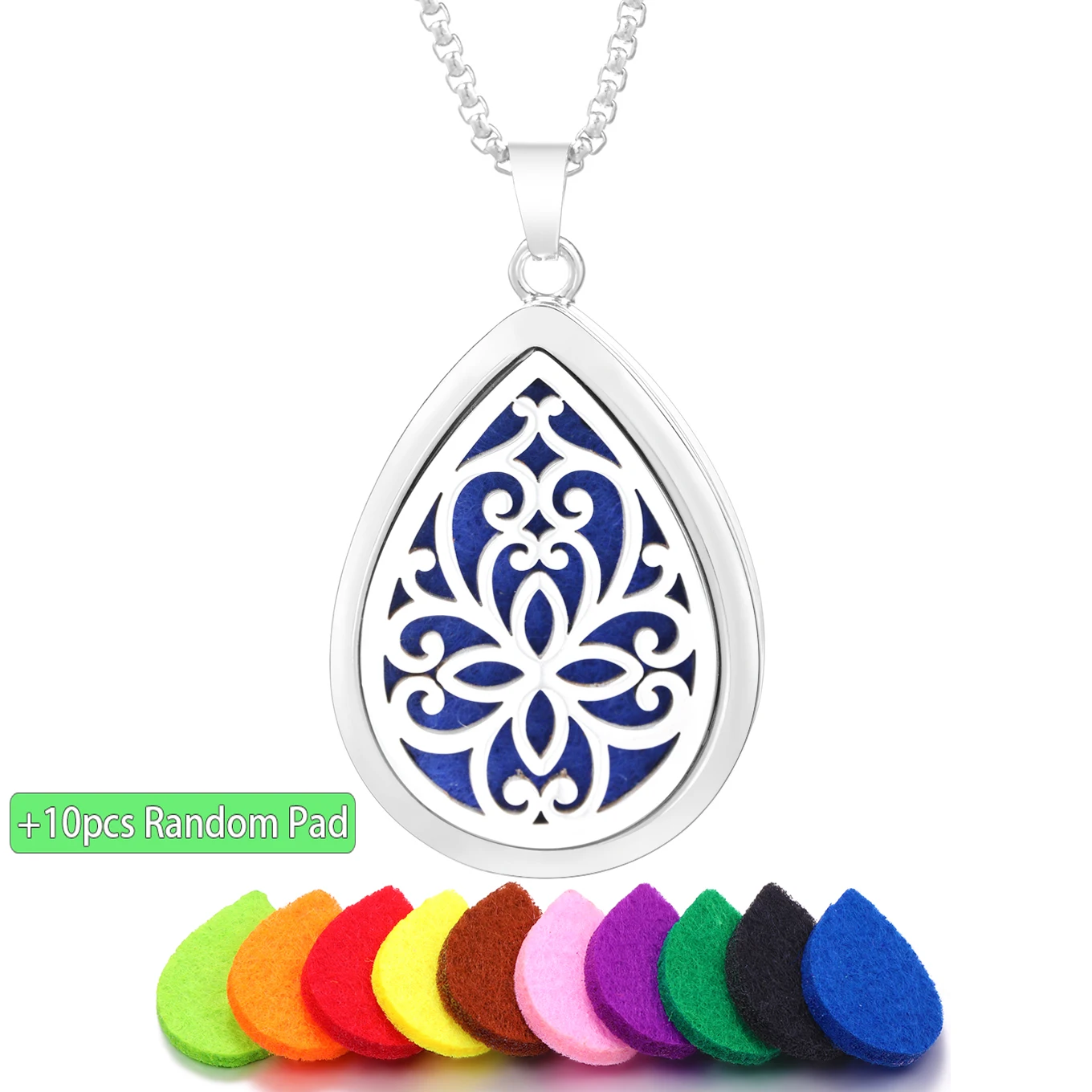 Women Waterdrop Aromatherapy Diffuser Pendant Necklace Jewelry Hollow Out Flower Tree of Life Scent Essential Oil Perfume Locket