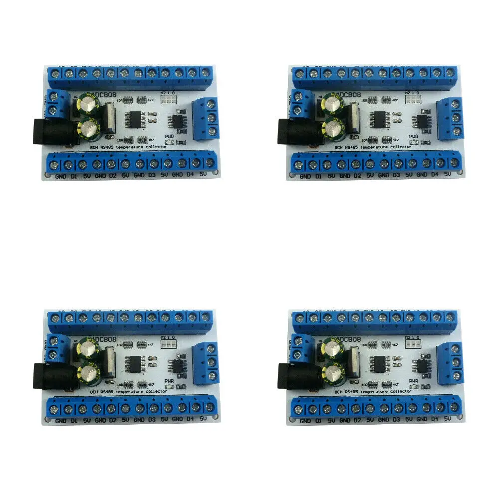 8CH RS485 MODBUS RTU DS18B20 Temperature Sensor Collector PLC Paperless recorder