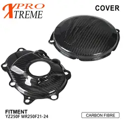 Funparts Carbon Fiber Engine Clutch  Protective Cover For YAMAHA YZ250F WR250F YZ WR 250F2021 2022 2023 2024 Side Protection Box