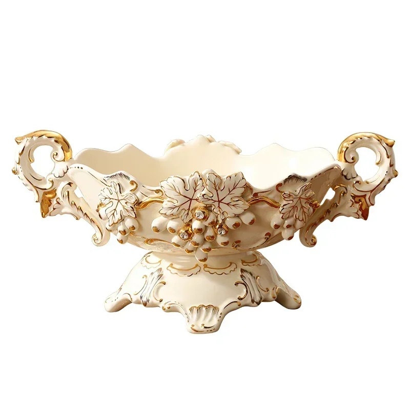 أطباق فاكهة مزخرفة أوروبية مرصعة بالألماس لغرفة المعيشة #5