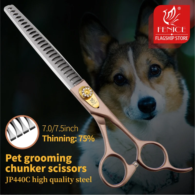 Fenice 7/7.5/8 inch JP440C Steel Professional Pet Dog Grooming Thinning Scissors for Dogs Hair Shears ножницы tijeras