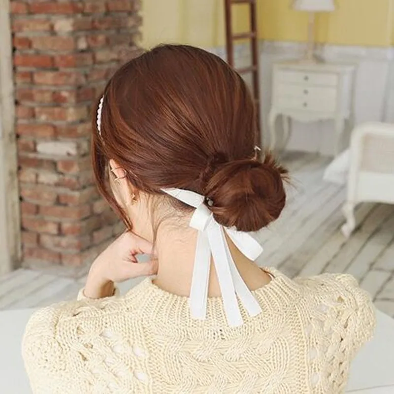 White Ribbon Bridal Headband Tiara Imitated Pearl Hair Bands Elegant Trendy Crystal Head Pieces For Women Hair Accessories