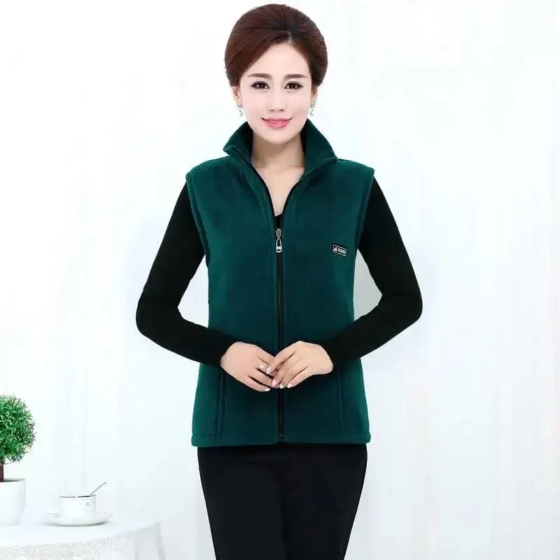 

Autumn Winter Women Vest Coat Female Polar Fleece Fabric Women's Sleeveless Jacket Cardigan Waistcoat