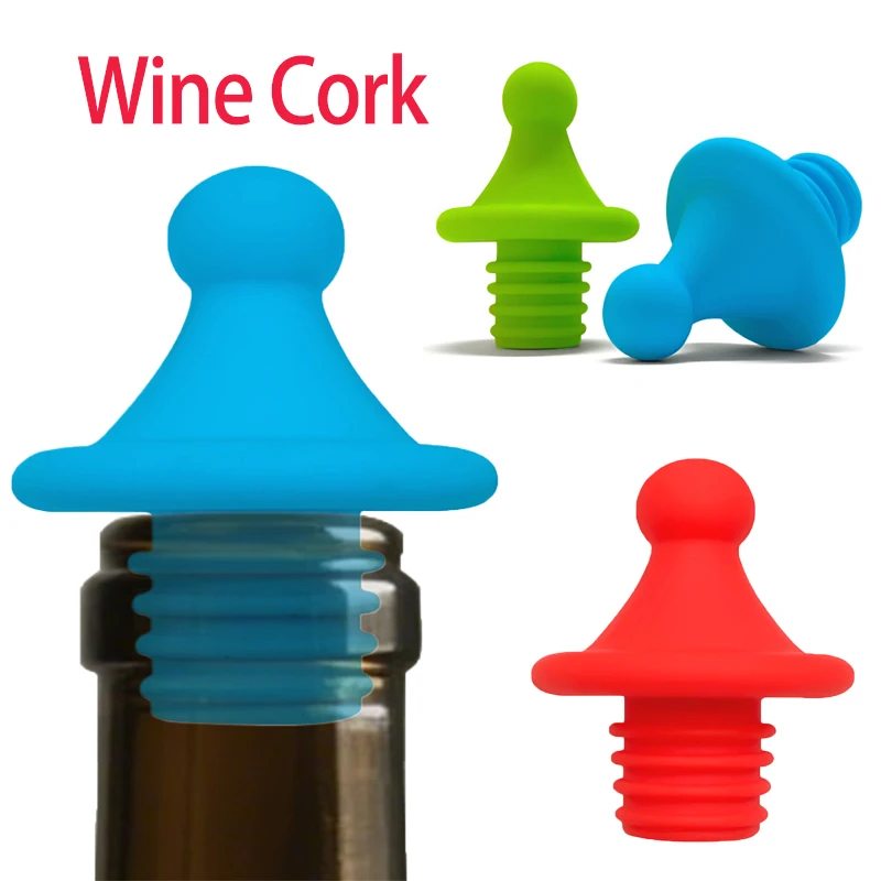 

1PC Ilicone Wine Stopper Leak Free Wine Bottle Caps Fresh Keeping Sealers Beer Beverage Champagne Closures For Bar Accessories