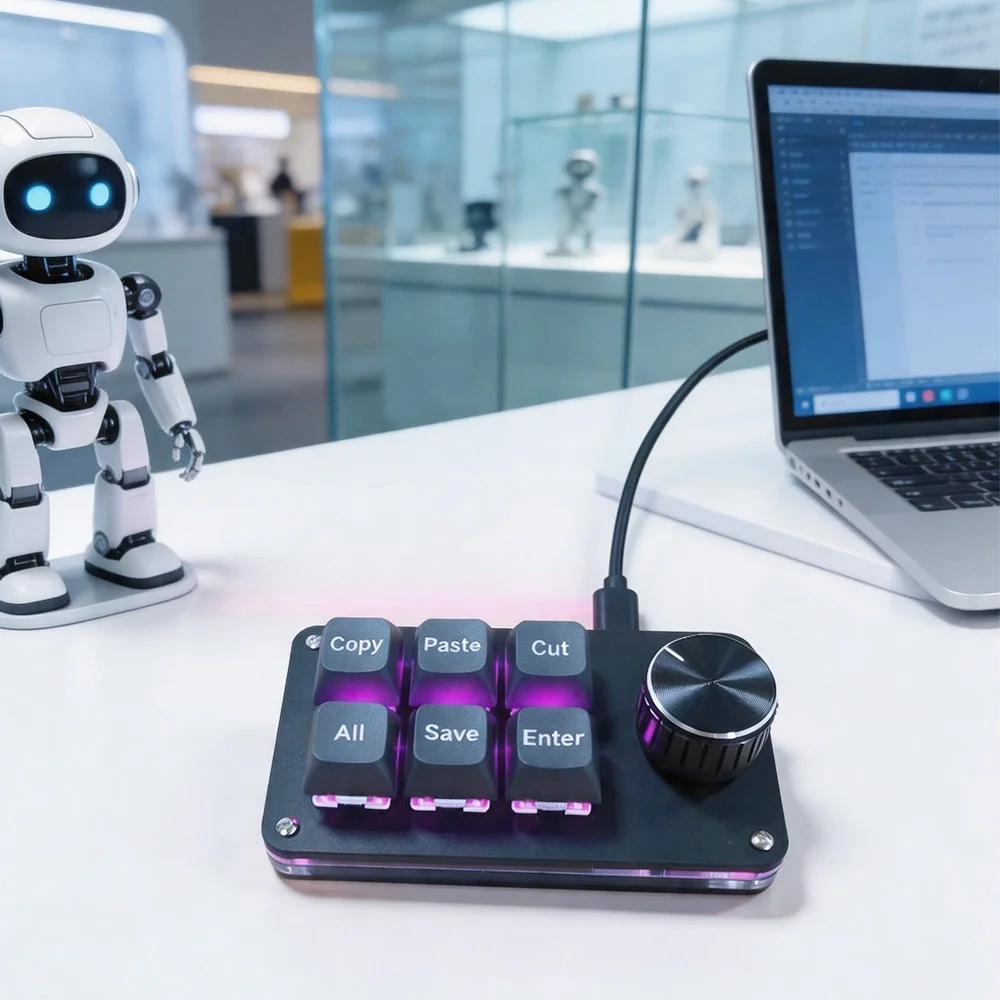 6-Key Customizable Keyboard, Allowing for Flexible Editing of 6 Layers of Macro Recording, Making Office Work More Efficient