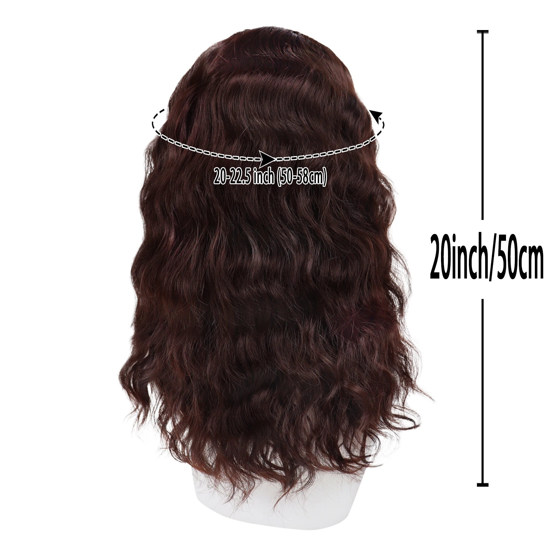 

Red Brown Wig with Bangs Synthetic Long Hair 80s Wigs Male Punk Hairstyle Vintage Auburn Color Halloween Costume for Men